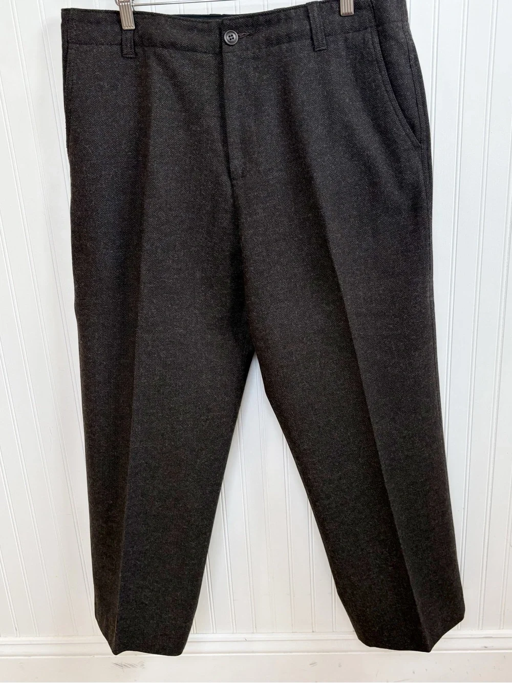 J.Crew Men’s Size 36 Wool Blend Herringbone Dress Pants Charcoal Gray Trousers